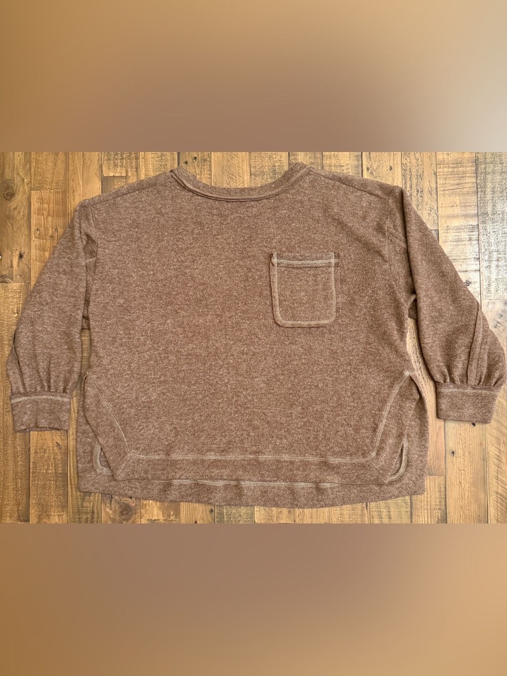 Zenana Outfitters Brown Cozy Crewneck Sweater